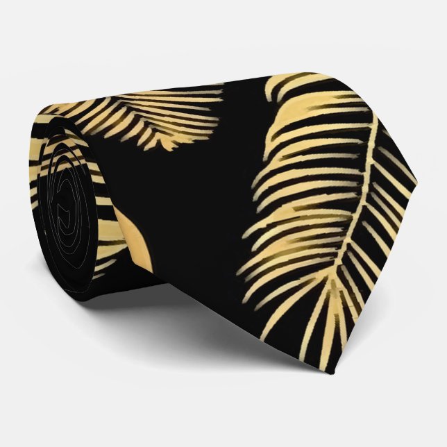 Summer tropical palm tree leaves seamless pattern  neck tie (Rolled)