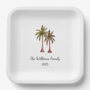 Summer Tropical Palm Trees Swim Pool Party  Paper Plates
