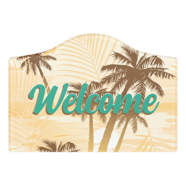 Summer Tropical Palms Door Sign (Small Crest Front)