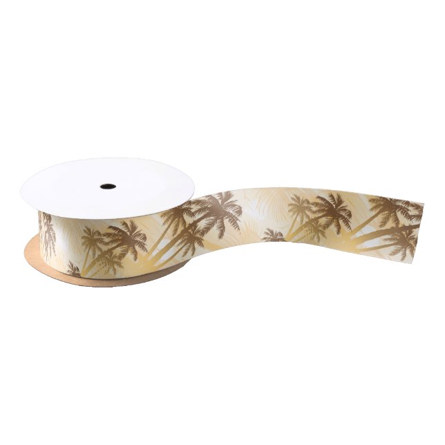 Summer Tropical Palms Satin Ribbon (Spool)