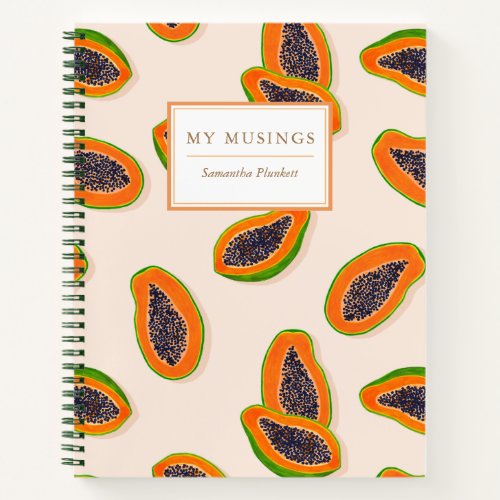 Summer Tropical Papaya Fruit Blush Pink Notebook