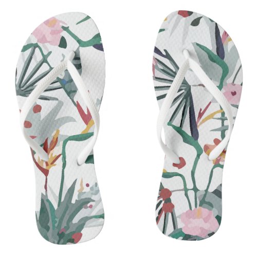 Summer Tropical Pattern Flip Flops