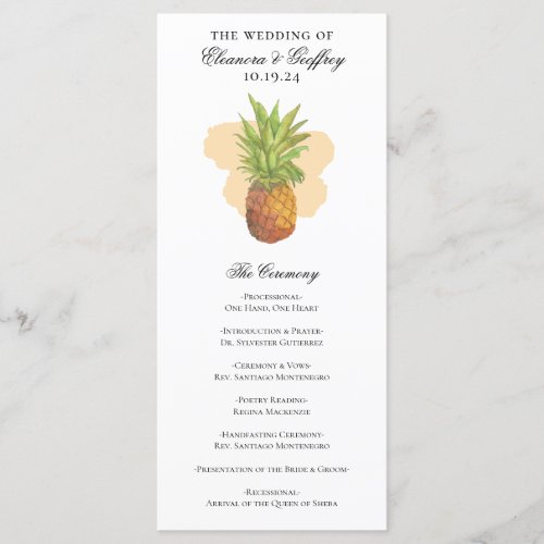 Summer Tropical Pineapple Coastal Wedding Program