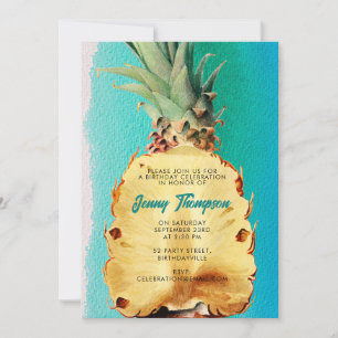 Summer Tropical Pineapple Fruit Birthday Party Invitation