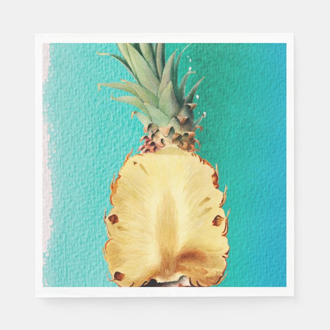 Summer Tropical Pineapple Fruit Birthday Party Napkins (Front)