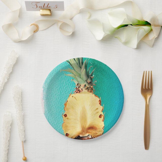 Summer Tropical Pineapple Fruit Birthday Party Paper Plates (Wedding)