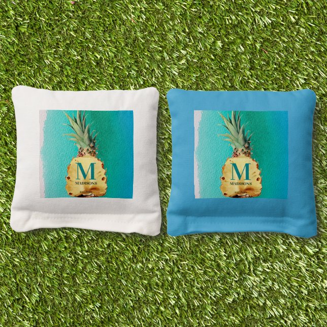 Summer Tropical Pineapple Fruit  Cornhole Bags (Grass)