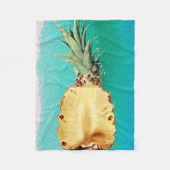 Summer Tropical Pineapple Fruit  Fleece Blanket (Front)