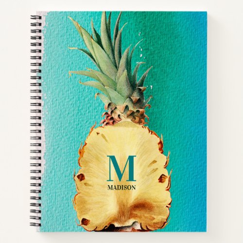 Summer Tropical Pineapple Fruit Monogram Notebook