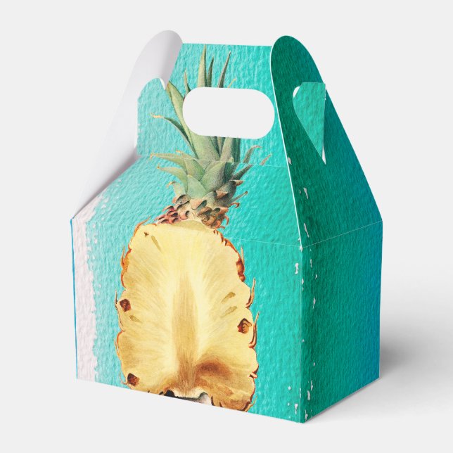 Summer Tropical Pineapple Fruit Party Favor Boxes (Front Side)