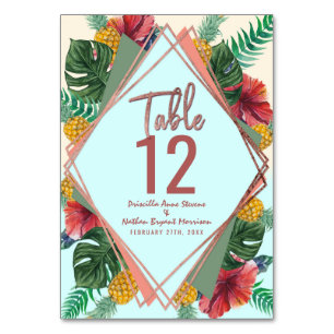 Summer Tropical Pineapple Leaf Floral Table Number