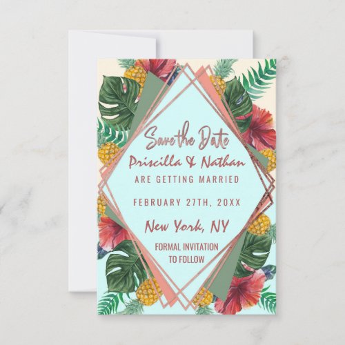 Summer Tropical Pineapple Leaves Floral Save Date Save The Date