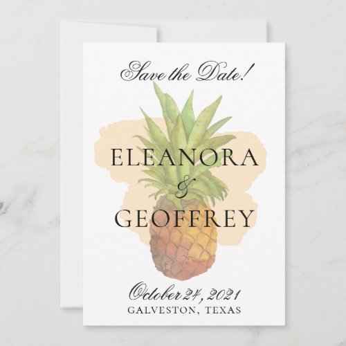 Summer Tropical Pineapple Watercolor Wedding Photo Save The Date