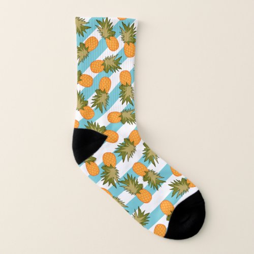 Summer Tropical Pineapples  Stripes Socks