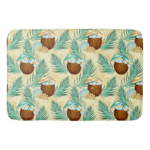 SUMMER TROPICAL PLANTS & FLOWERS BATH MAT