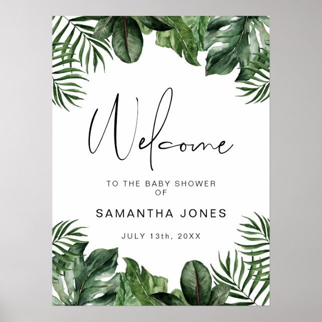 Summer Tropical Portrait Baby Shower Welcome  Poster (Front)