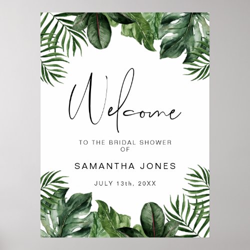 Summer Tropical Portrait Bridal Shower Welcome  Poster