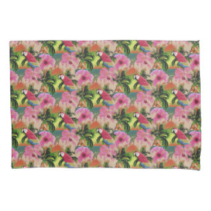 Summer Tropical Sunset Beach Parrot Pillow Case
