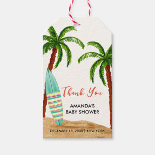 Summer Tropical Surf Baby On Board Baby Shower Gift Tags
