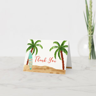 Summer Tropical Surf Baby On Board Baby Shower  Thank You Card