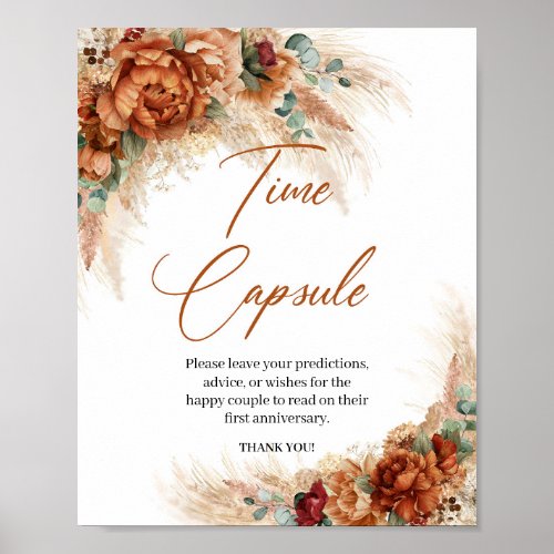 Summer tropical terracotta pampas Time capsule Poster