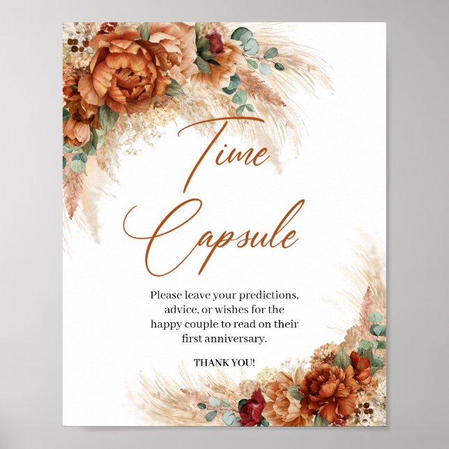 Summer tropical terracotta pampas Time capsule Poster (Front)