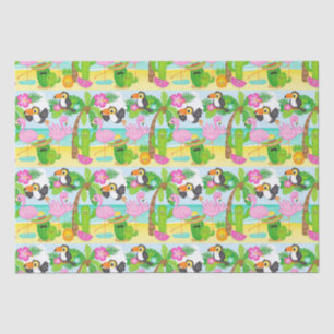 Summer Tropical Toucan and Flamingo Pattern Tissue Paper