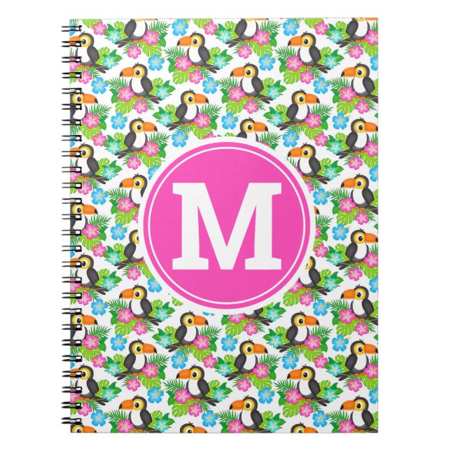 Summer Tropical Toucan and Floral  Pattern Notebook (Front)