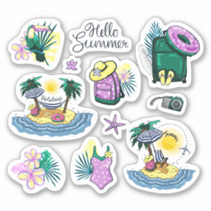 Summer Tropical Travel Vinyl Stickers