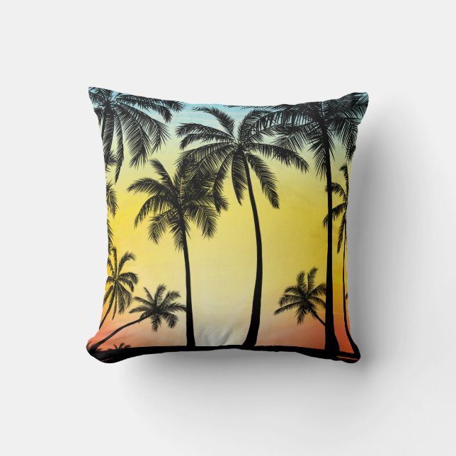 Summer tropical trees throw pillow (Front)