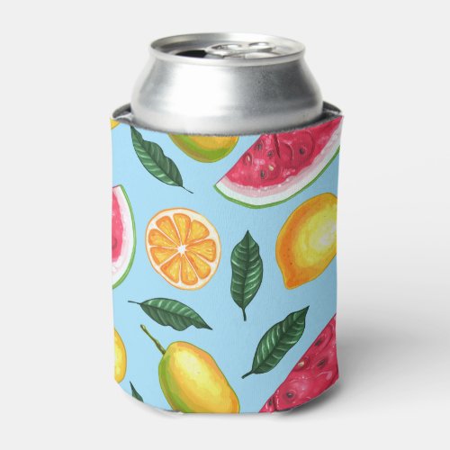 Summer Tropical Watercolor Fruit Watermelon Can Cooler