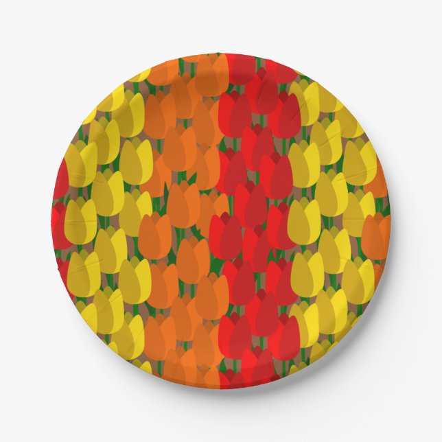 Summer Tulip Field Paper Plates (Front)