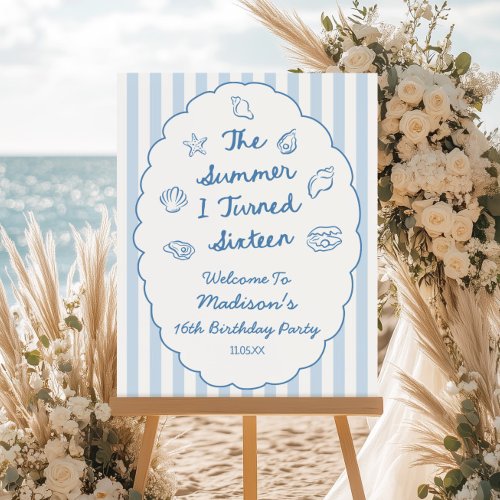 Summer Turned Sixteen Birthday Party Welcome Sign