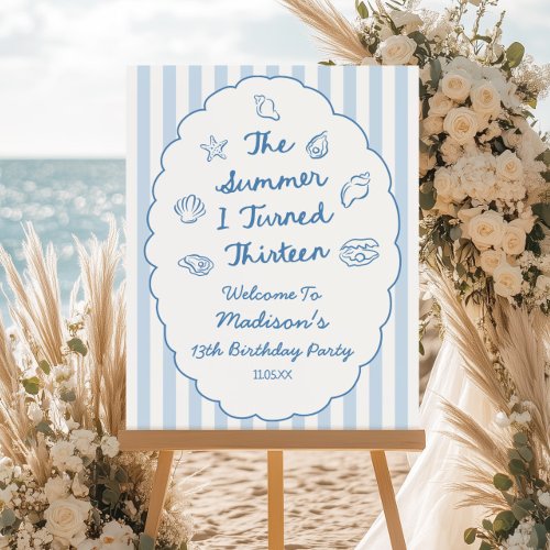Summer Turned Thirteen Birthday Party Welcome Sign