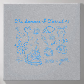 Summer Turning Forty 40th Birthday Coastal Bow Canvas Photo Tile