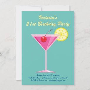 Summer Turquoise 21st Birthday Party Invitation