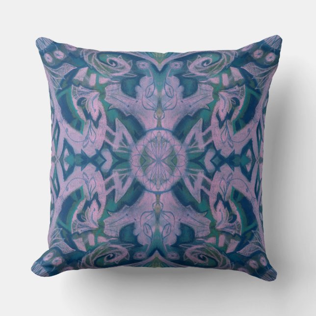 Summer Twilight abstract floral pattern blye lilac Throw Pillow (Front)