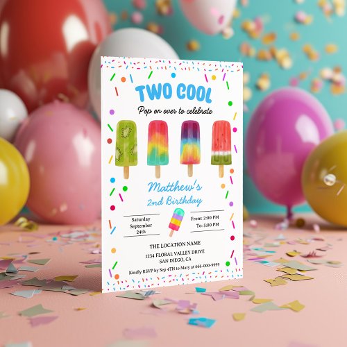 Summer Two Cool Popsicle 2nd Birthday Party Invitation