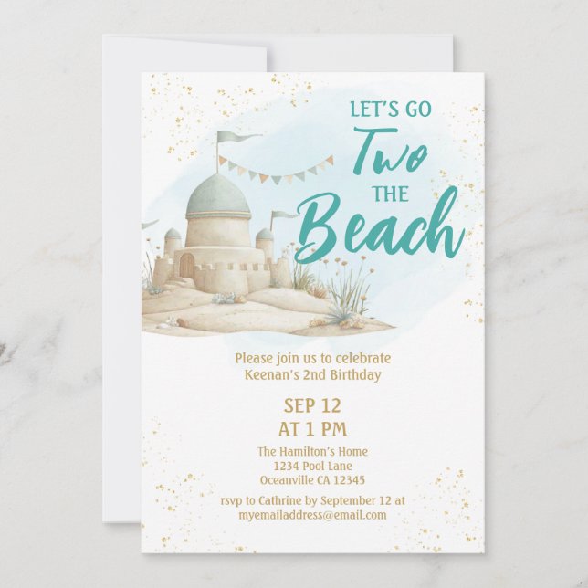 Summer Two the Beach Second Birthday  Invitation (Front)