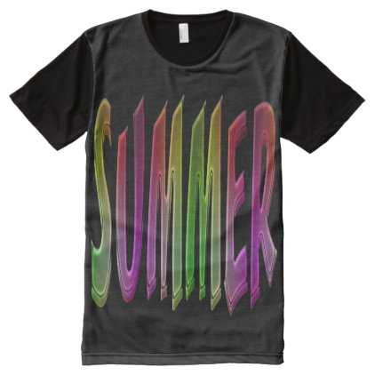 Summer Typography Colorful Pink Green Text All-Over-Print Shirt