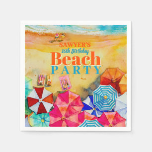 Summer Umbrellas on the Sand 16th Birthday Napkins