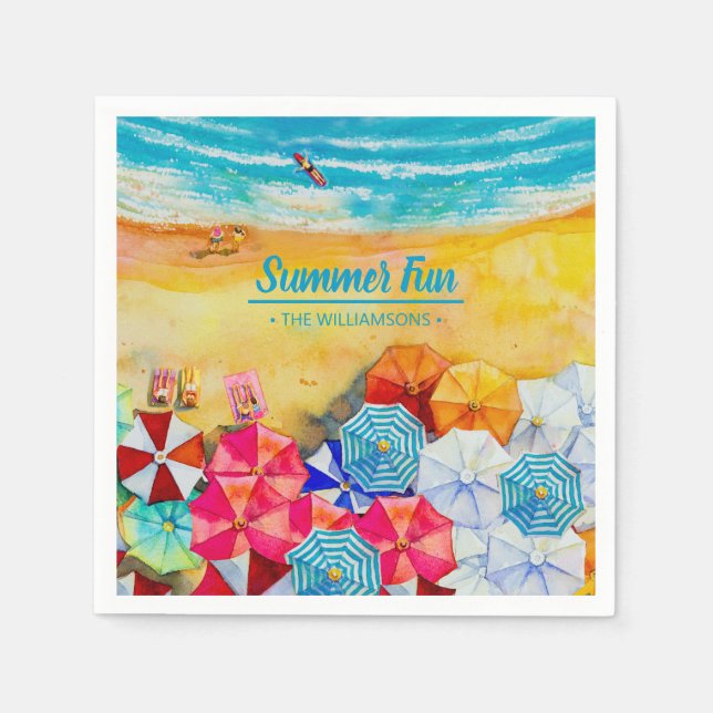 Summer Umbrellas on the Sand Napkins (Front)