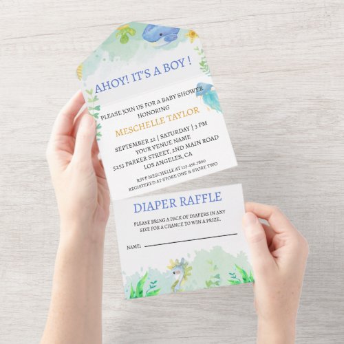 Summer Under the Sea Baby Shower All In One Invitation