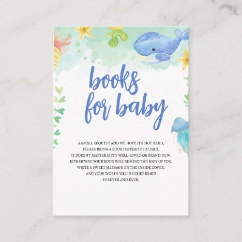 Summer Under the Sea Baby Shower Baby Books Enclosure Card