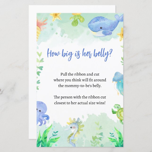 Summer Under the Sea Baby Shower Game  (Front/Back)