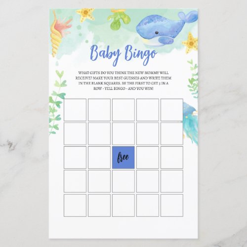 Summer Under the Sea Baby Shower Game BINGO