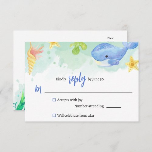 Summer Under the Sea Baby Shower RSVP Reply Enclosure Card