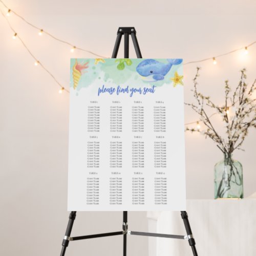 Summer Under the Sea Baby Shower Seating Chart Foam Board