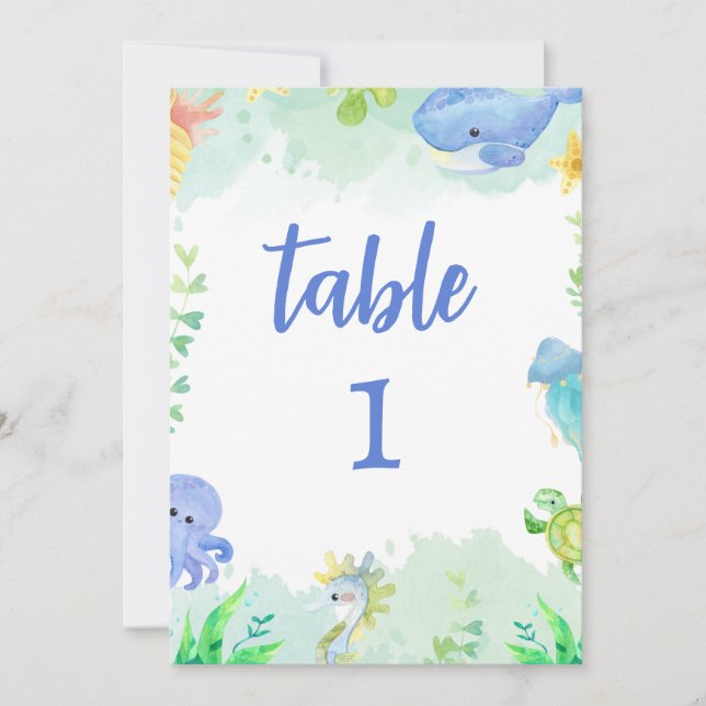 Summer Under the Sea Baby Shower Table Number (Front)