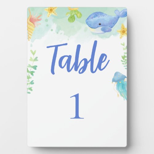 Summer Under the Sea Baby Shower Table Number  Plaque